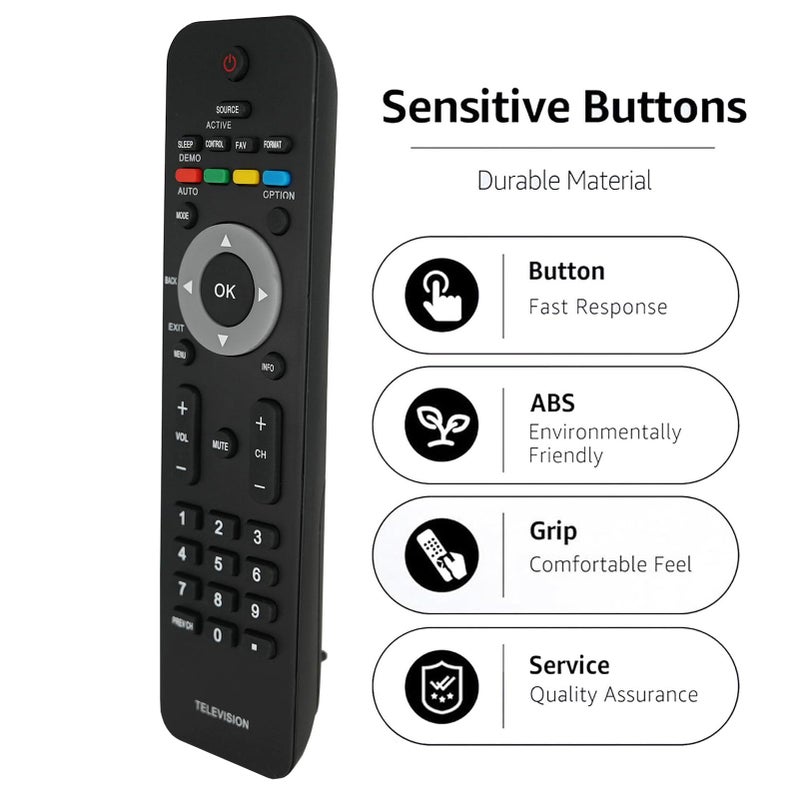 Kassionel Replaced Remote Control Compatible for Philips 15MF237 26PFL5322D/37 32PFL5332D/37E 37PFL7332D37 42MF438B/27 42TA648BXF7 50PFP5342D/37 47PFL5603D/27E TV - Image 3